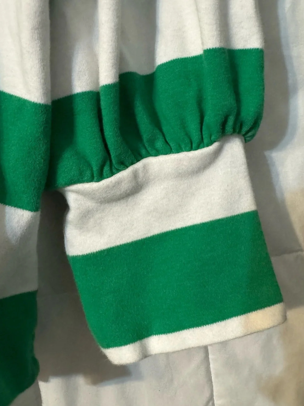 crown & ivy Green and White Striped Polo Top